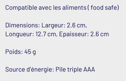 Caractéristiques techniques du détecteur de drogues dans les boissons B-SAFE : dimensions, poids et alimentation