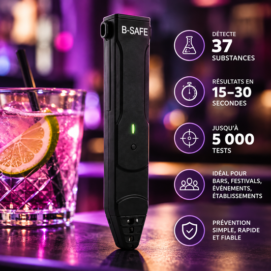 Détecteur de drogues dans les boissons B-SAFE – Emma Protect
